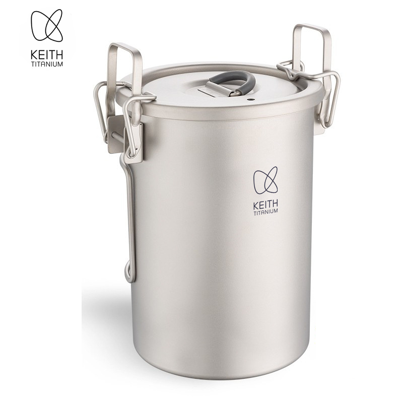 Camping Cooking Kettle - KEITH Pure Titanium Rice Cooker, 900ml