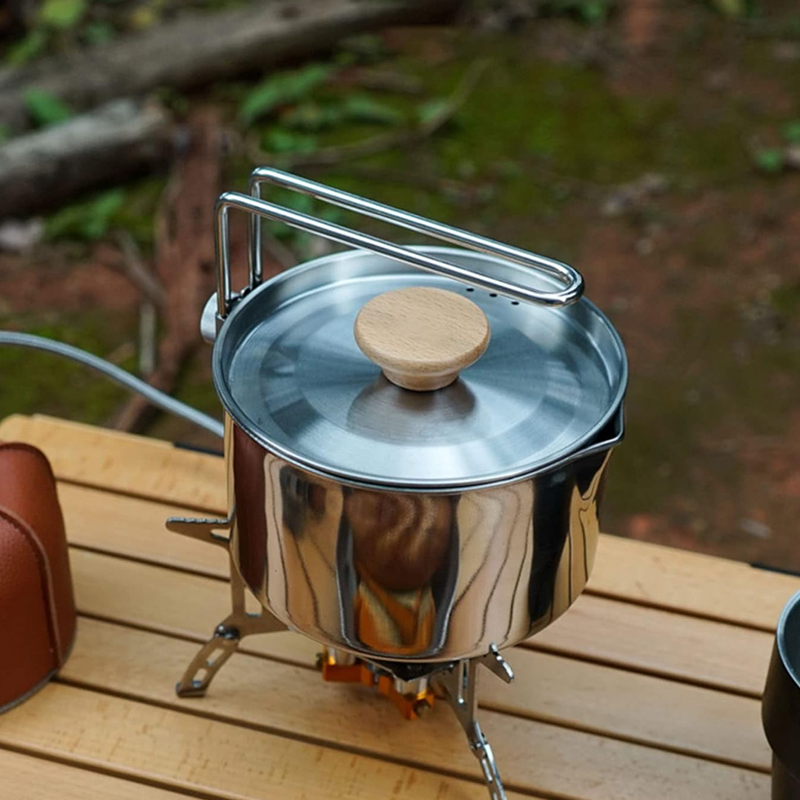 Camping Cooking Kettle - 1L 304 Stainless Steel Camp Kettle