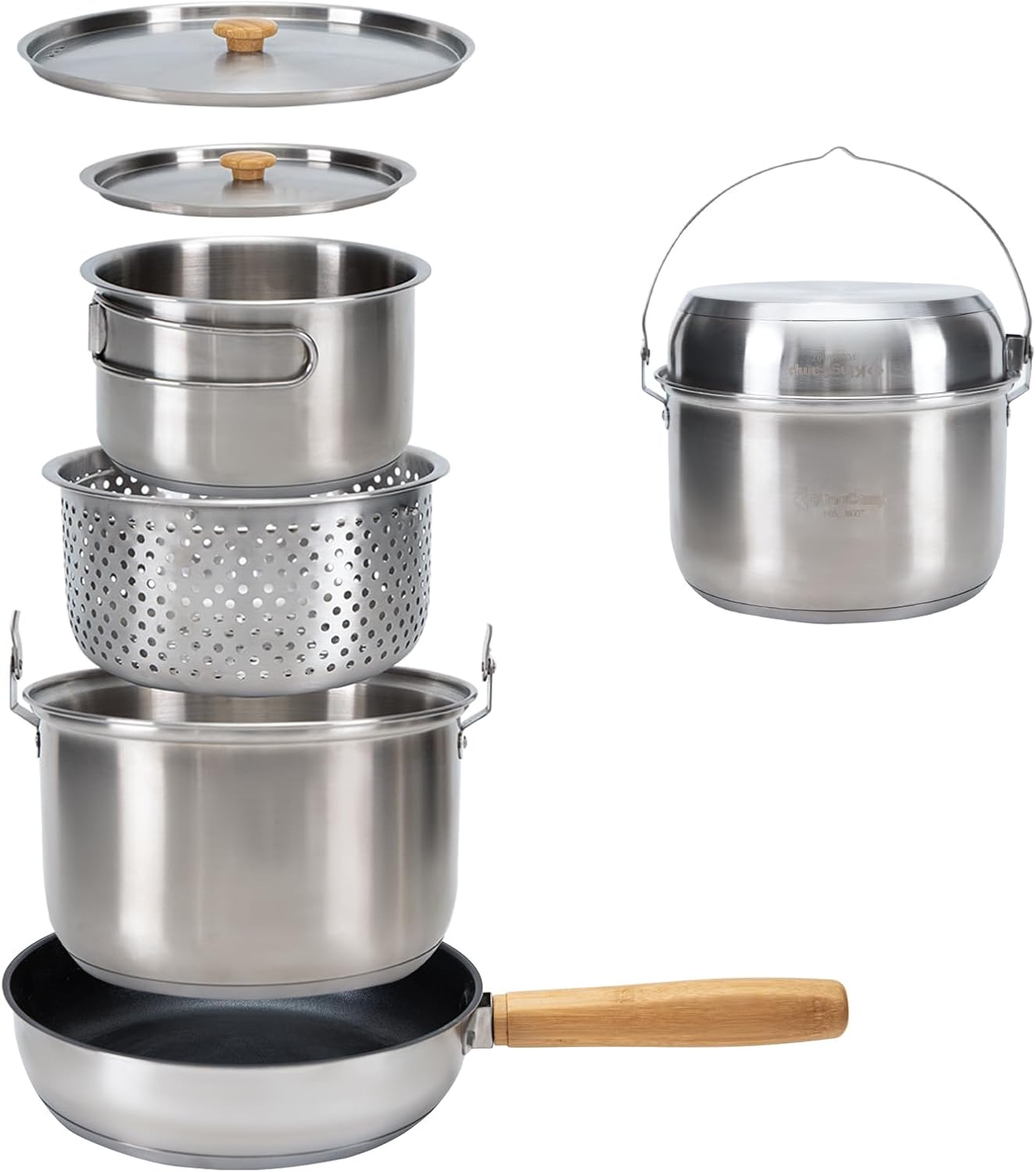 Camping Cooking Kettle - 304 Stainless Steel Camping Cookware Set