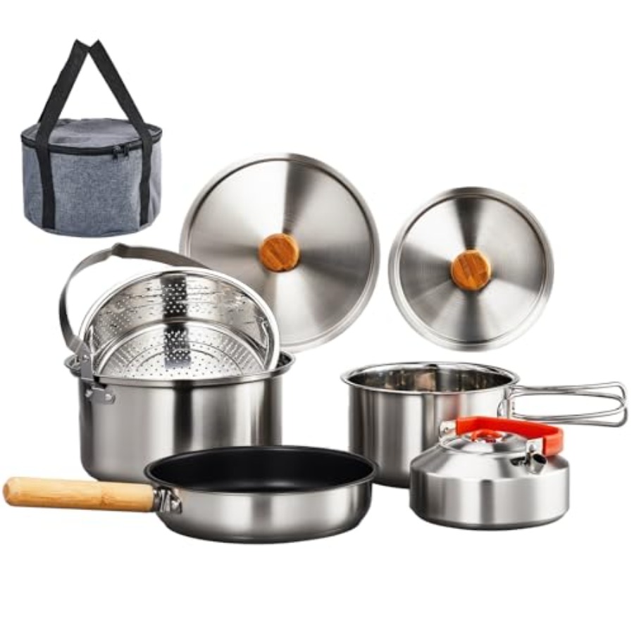 Camping Cookware Set, Lightwei - đánh giá và giá Camping Cooking Set Lightweight