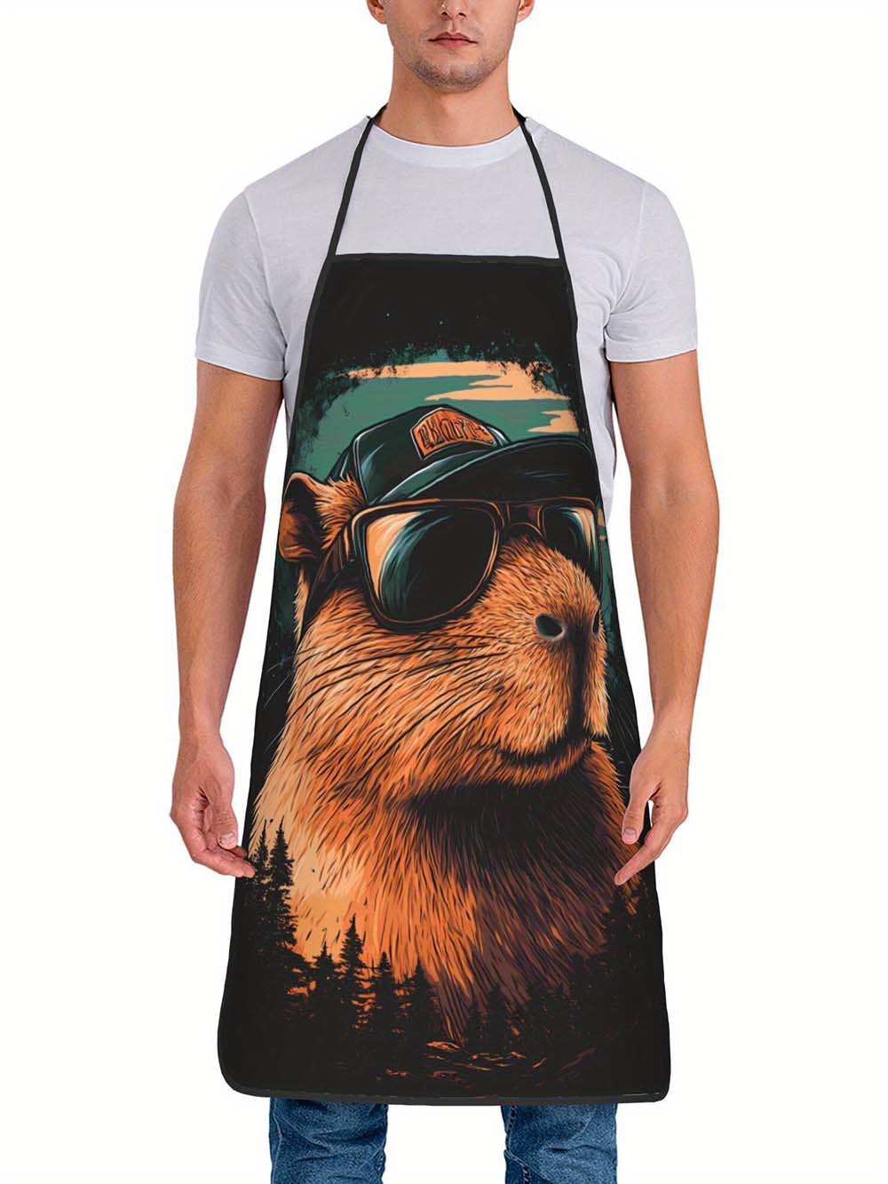 1pc  Cool Capybara Grilling Ap - đánh giá và giá Camping Cooking In Forest