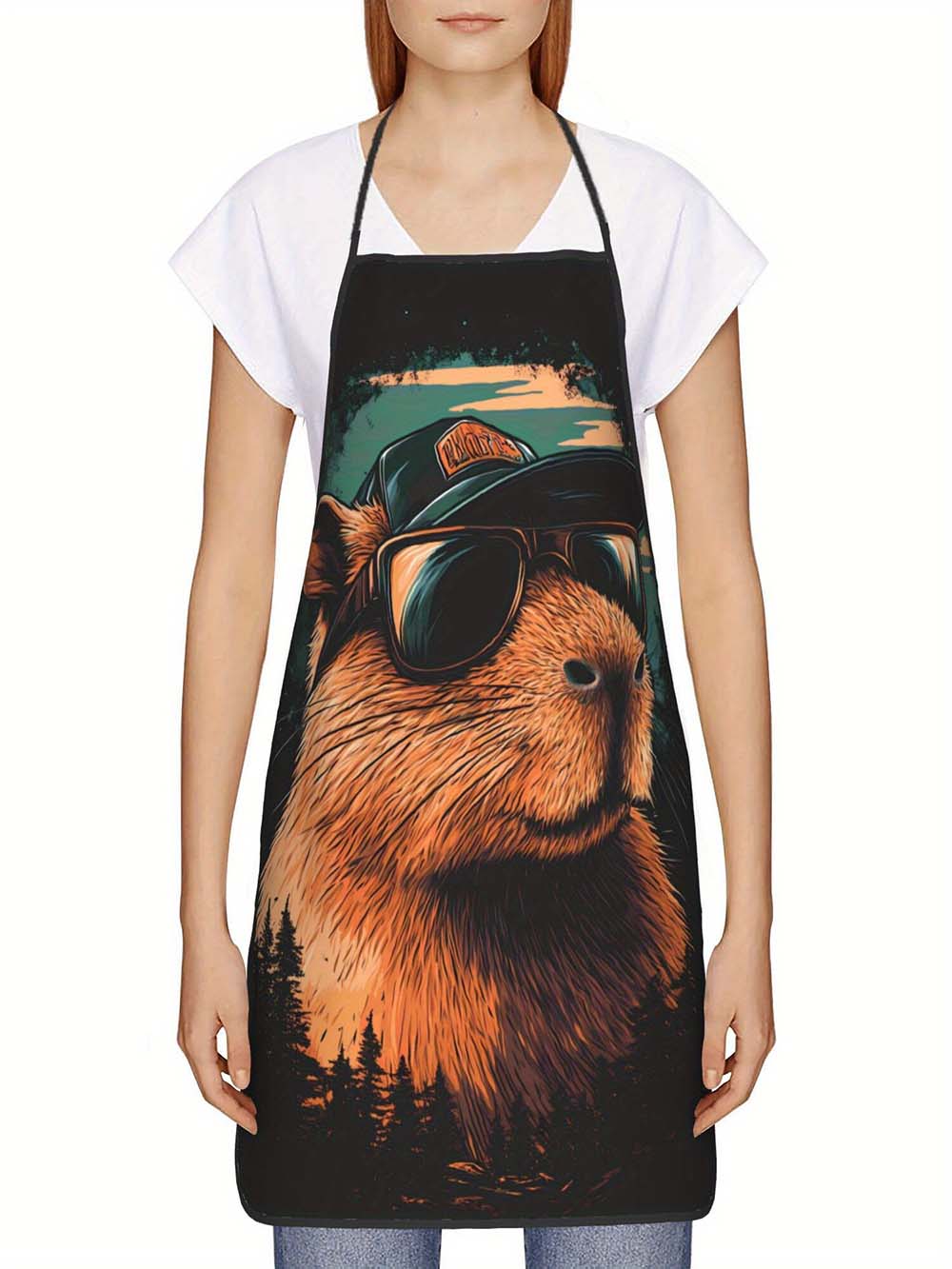 1pc  Cool Capybara Grilling Ap - đánh giá và giá Camping Cooking In Forest