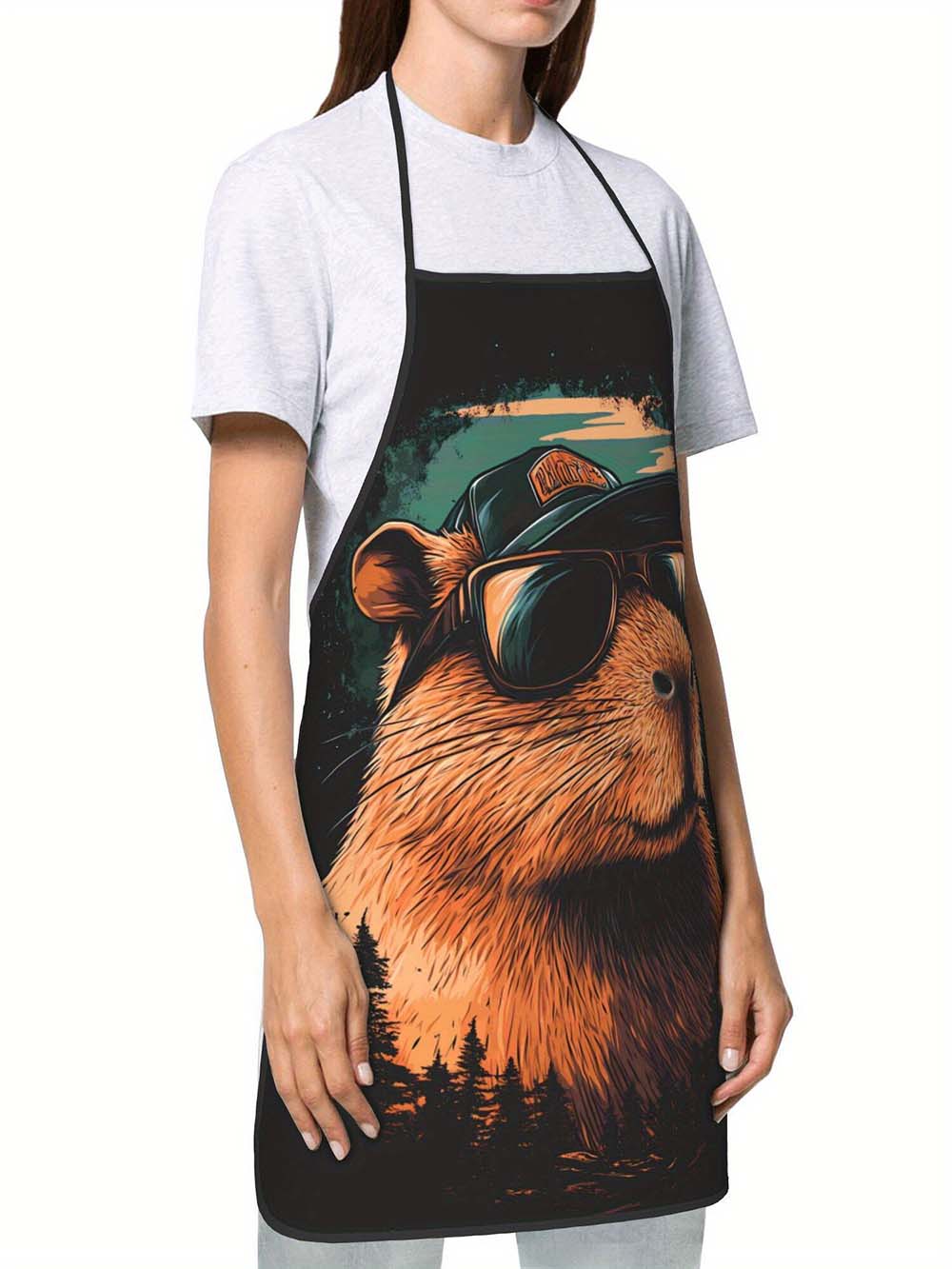 1pc  Cool Capybara Grilling Ap - đánh giá và giá Camping Cooking In Forest