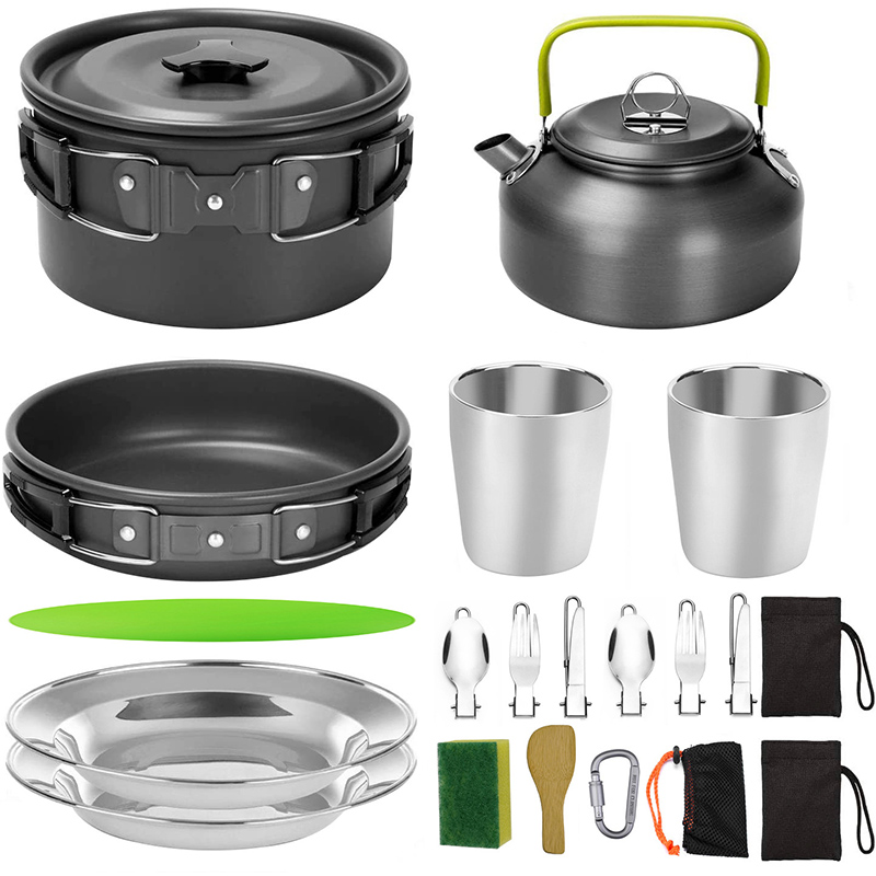 1 Set Outdoor Pot Pan Camping  - đánh giá và giá Camping Cooking Kettle