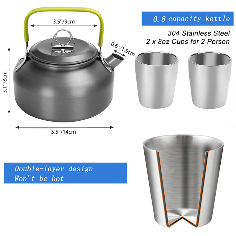 1 Set Outdoor Pot Pan Camping  - đánh giá và giá Camping Cooking Kettle