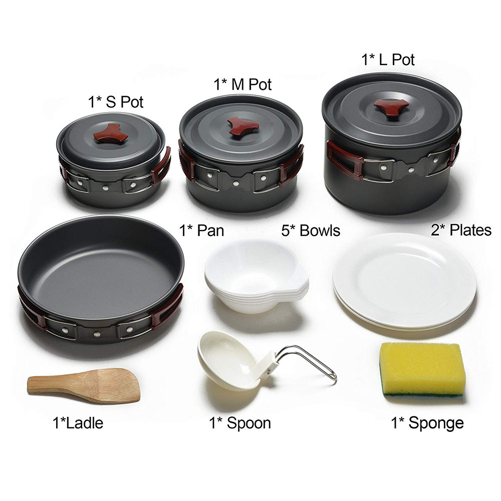 Outdoor Camping Cookware Kit N - đánh giá và giá Camping Lightweight Cooking Pot