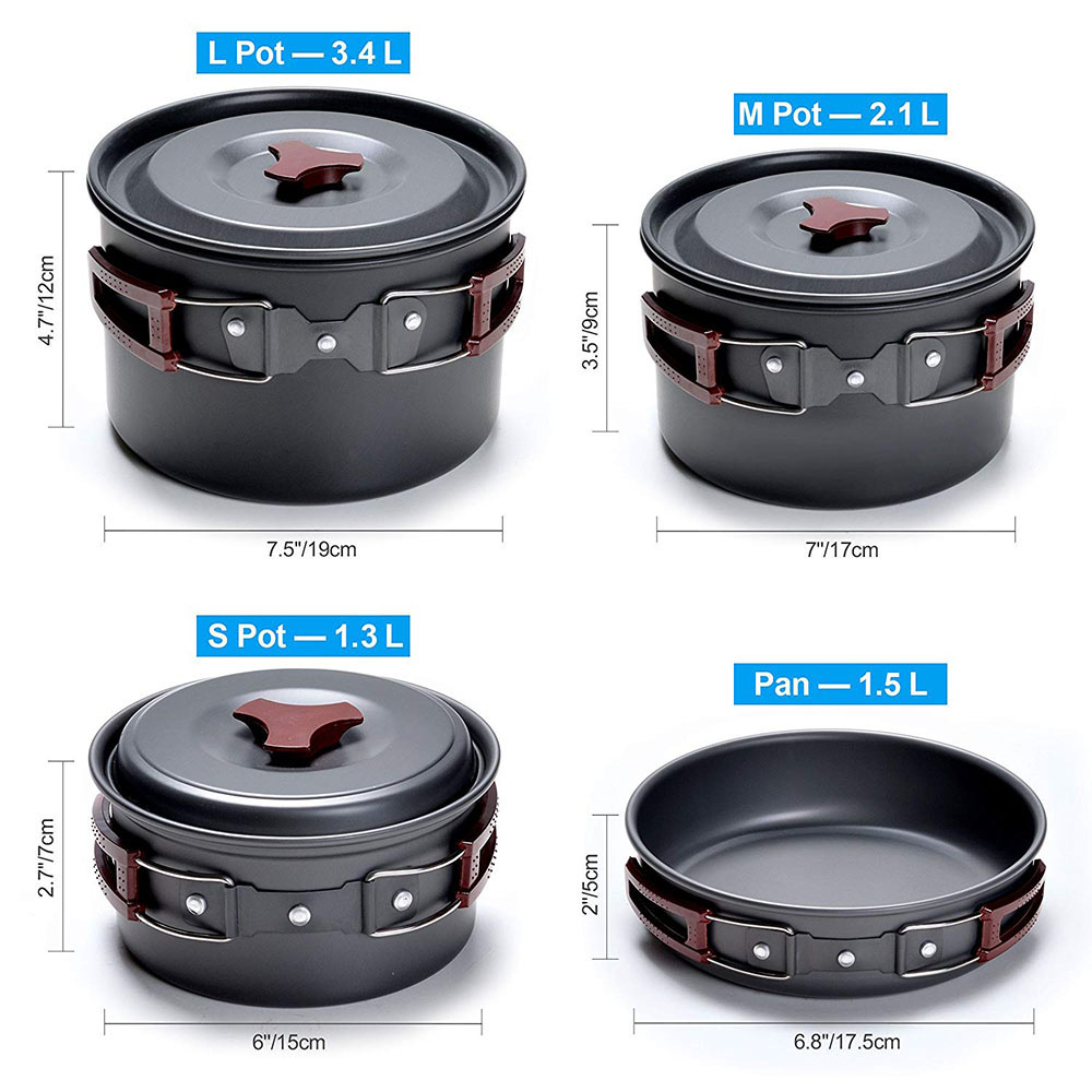 Outdoor Camping Cookware Kit N - đánh giá và giá Camping Lightweight Cooking Pot